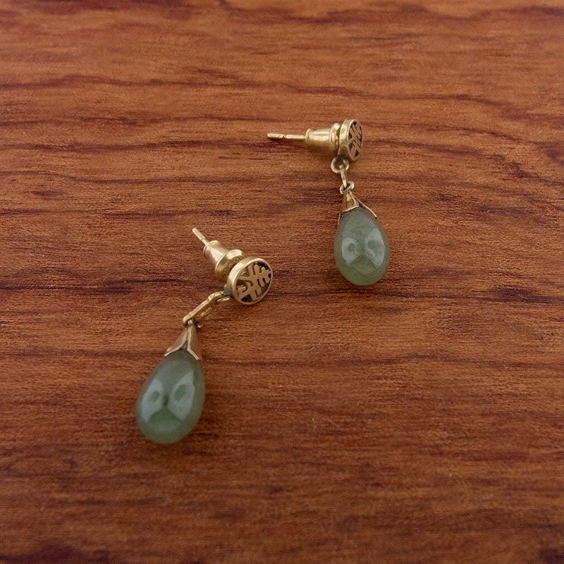 Vintage Jade Teardrop Earrings, Small Jade Stud Earrings | Gem Gardener | Antique  earrings, Jade jewelry, Earring set