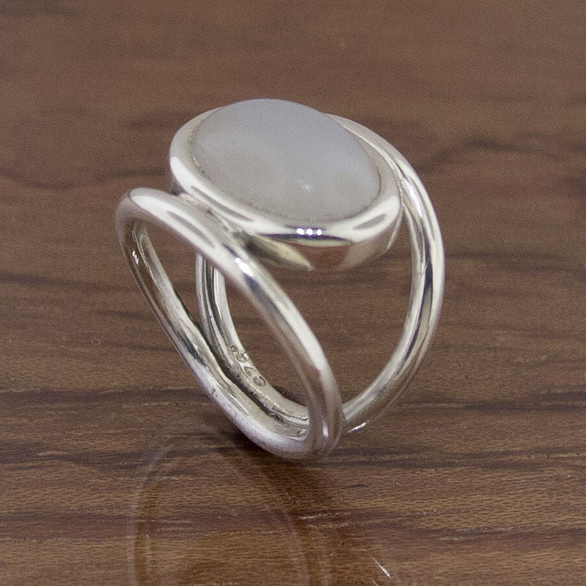 Silver Wing Statement Ring, Silver Moonstone Ring, Rainbow Moonstone S –  Madelynn Cassin Designs